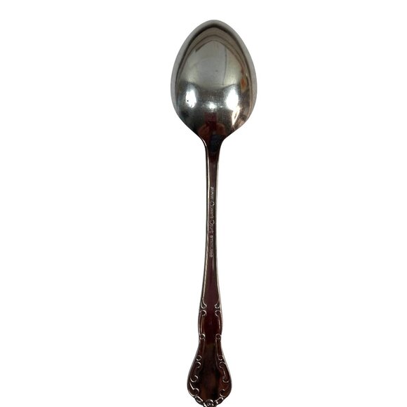 Vintage Queens Court Japan Deluxe Silverplate Soup Spoon 7.5" Stainless Steel - Picture 2 of 4
